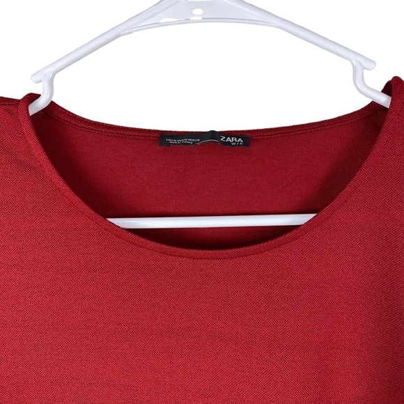 Zara Blouse Top Pullover Red Women’s Size M Long Sleeves Lightweight Stretch - Picture 4 of 7